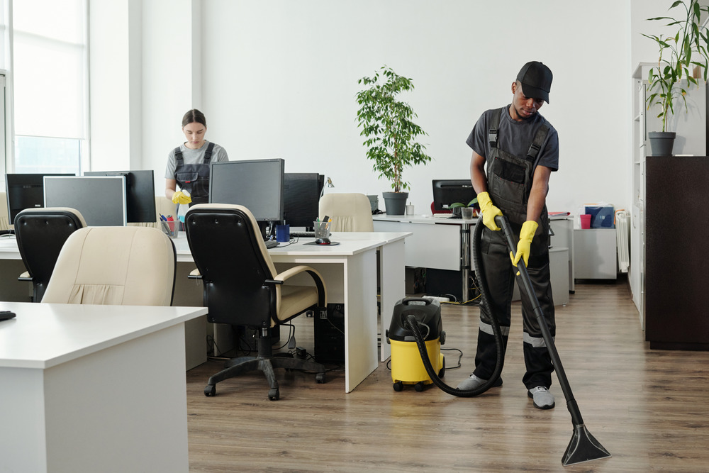 Professional cleaning in a commercial space